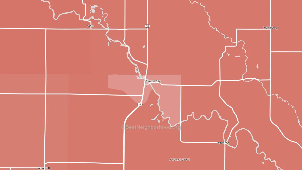 Central City, IA block-group political-lean map