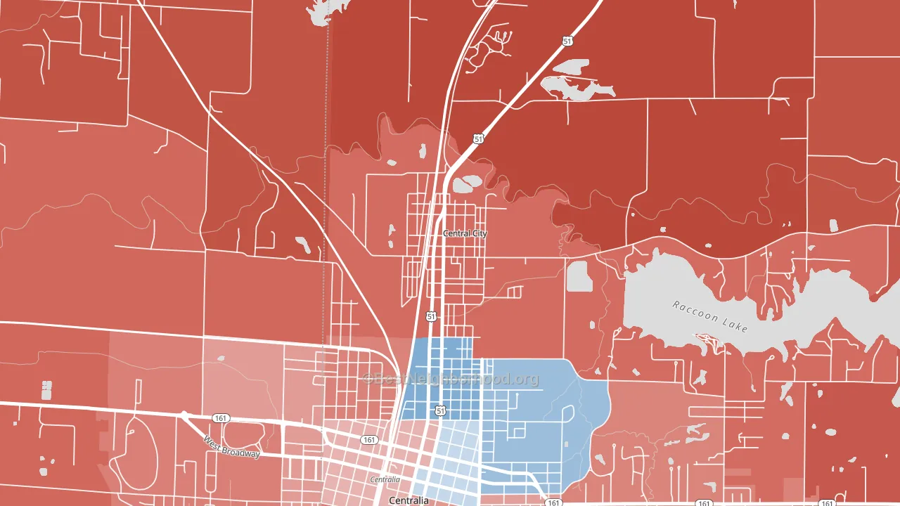 Central City, IL block-group political-lean map
