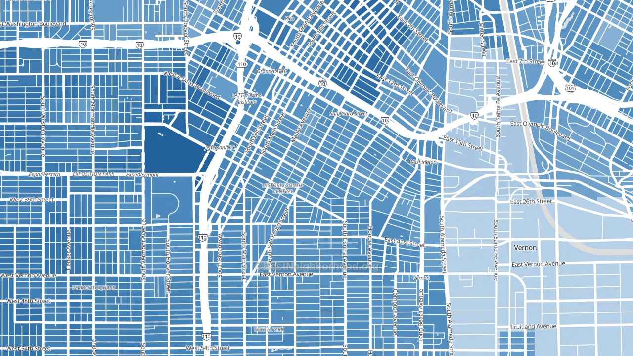 Central City, Los Angeles, CA block-group political-lean map