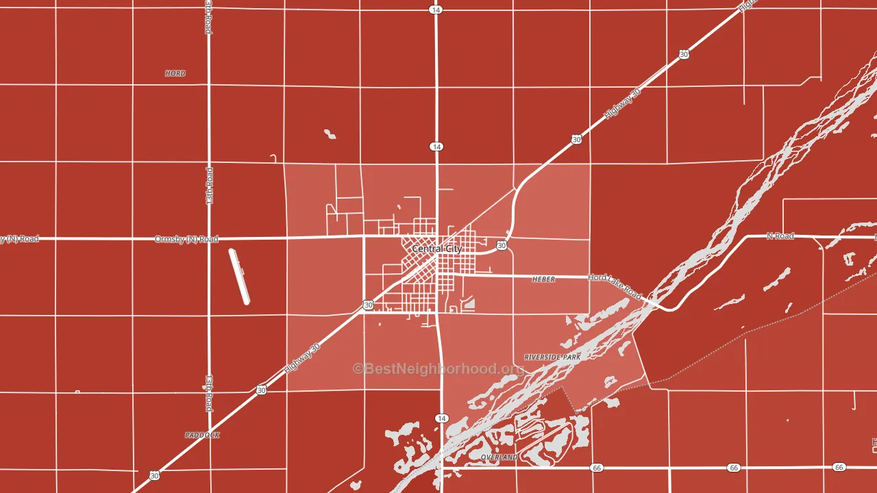 Central City, NE block-group political-lean map