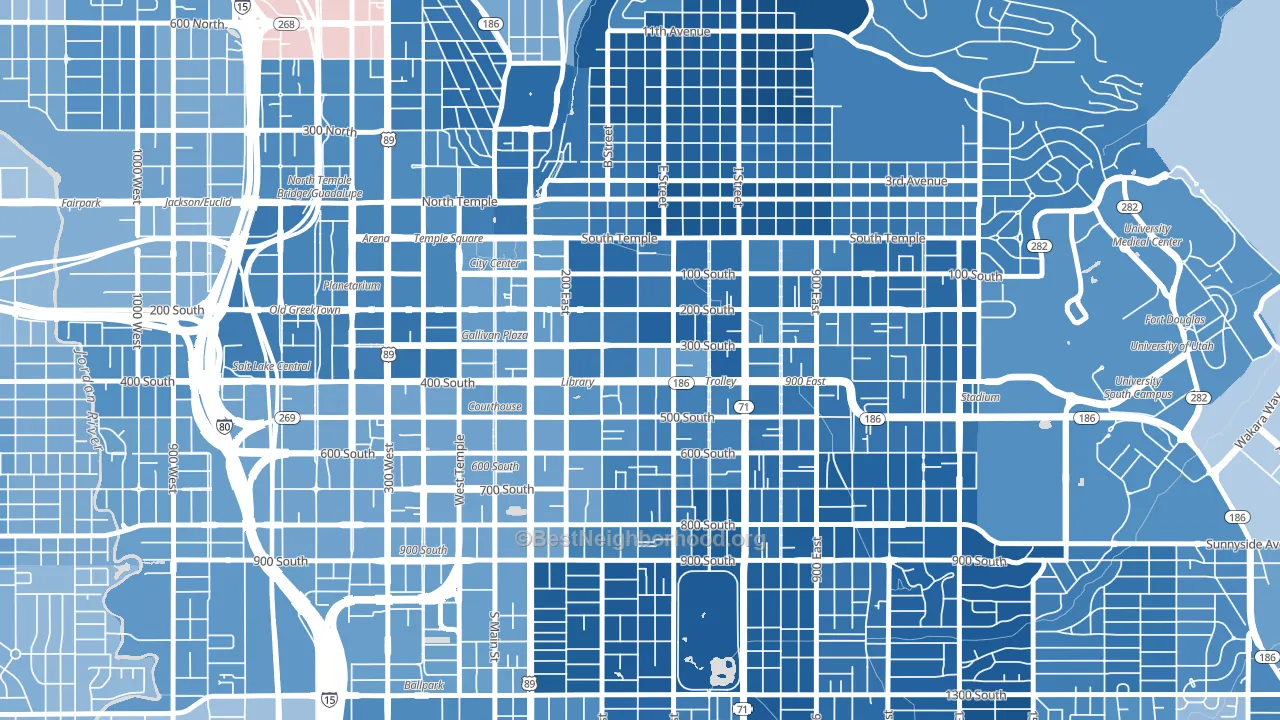 Central City, Salt Lake City, UT block-group political-lean map