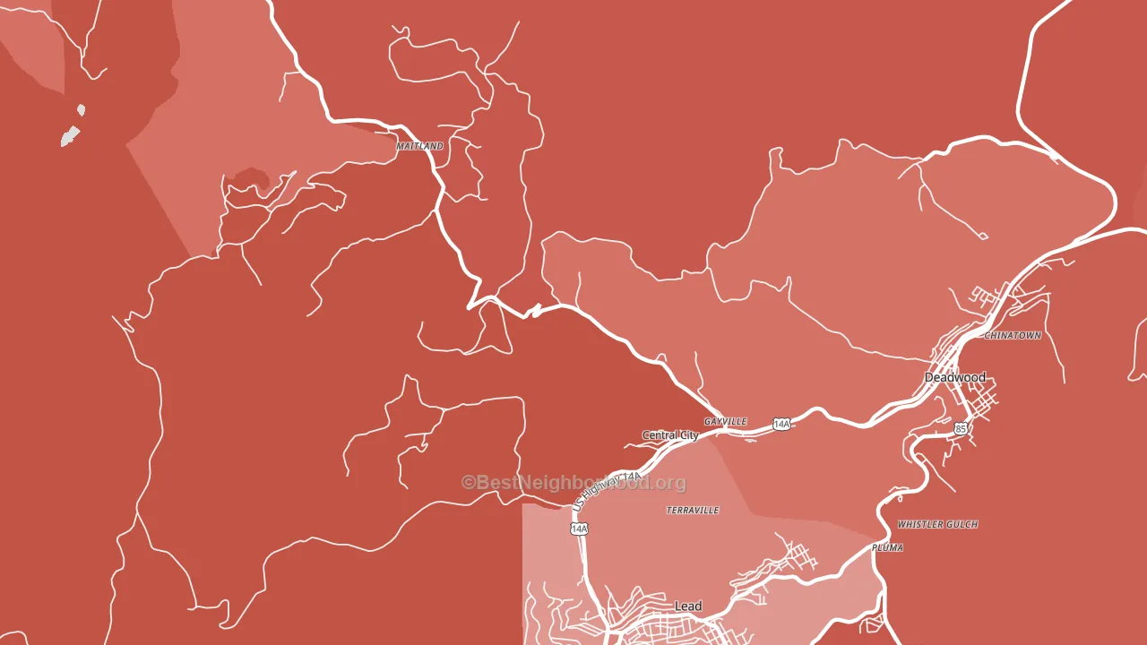 Central City, SD block-group political-lean map