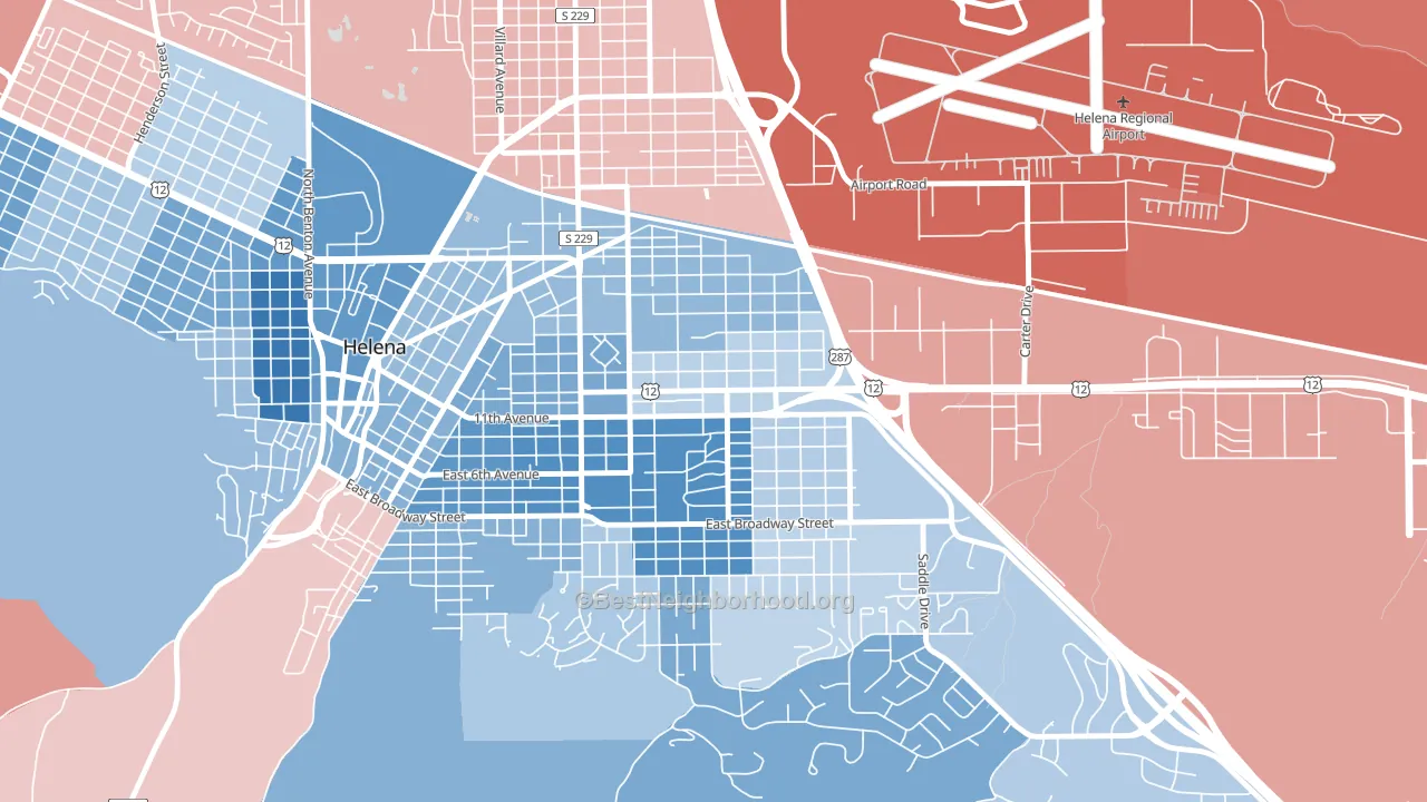 Central, Helena, MT block-group political-lean map