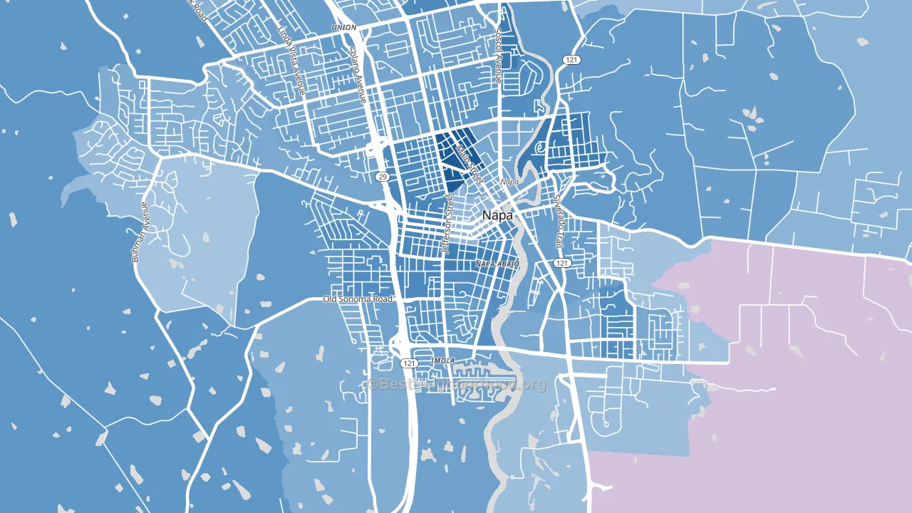 Central Napa, Napa, CA block-group political-lean map