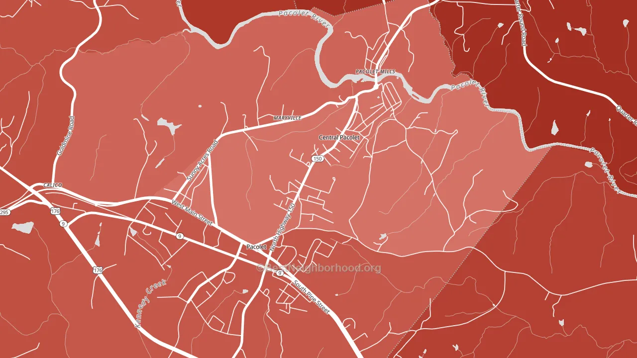 Central Pacolet, SC block-group political-lean map