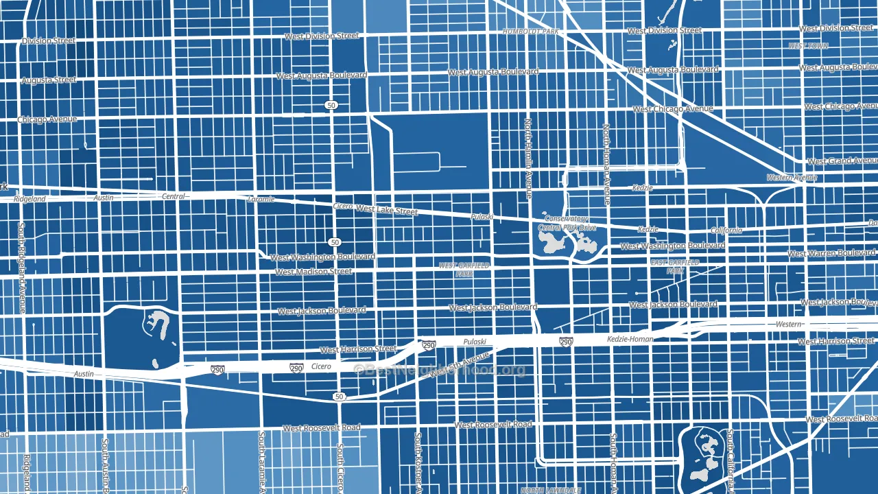 Central Park, Chicago, IL block-group political-lean map