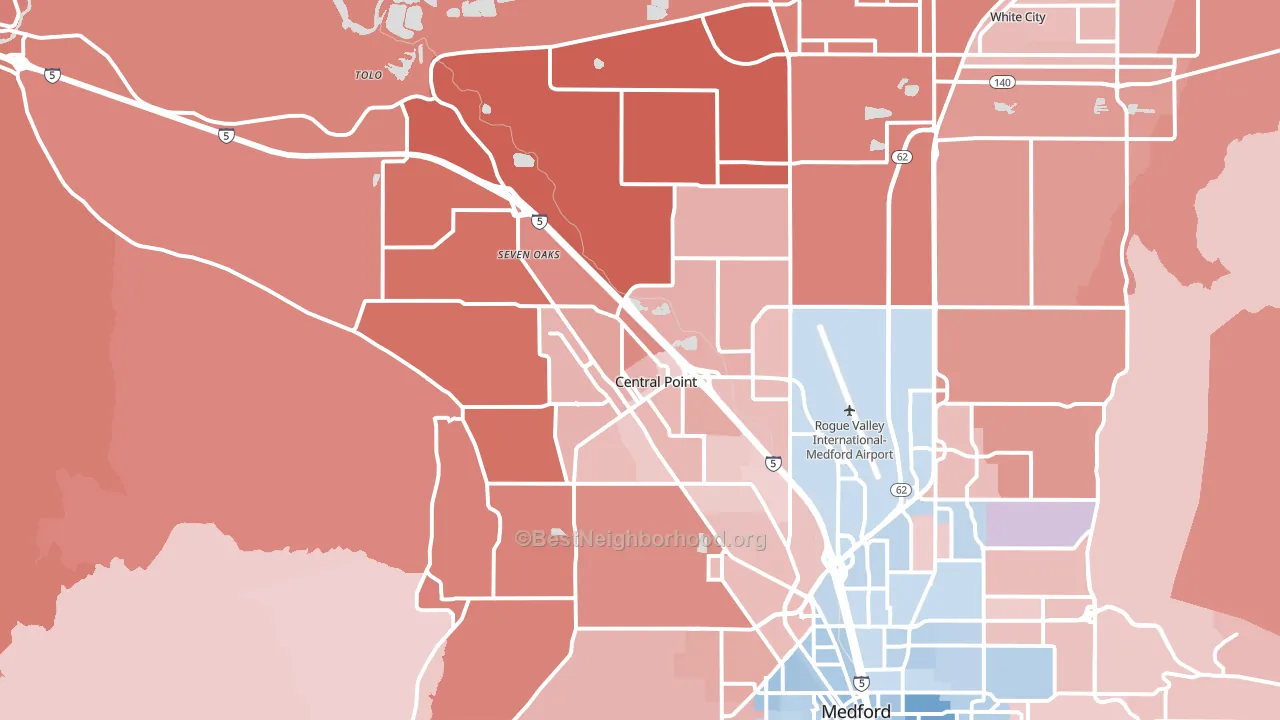 Central Point, OR block-group political-lean map
