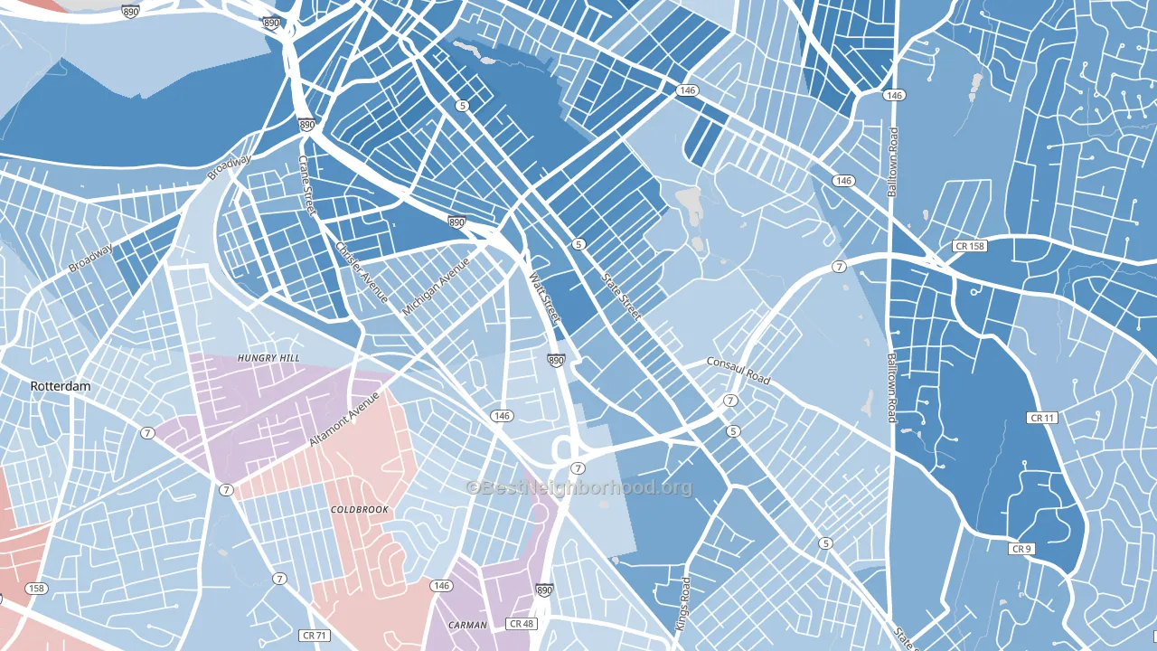 Central State, Schenectady, NY block-group political-lean map