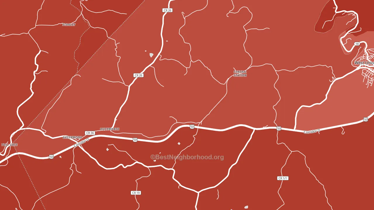Central Station, WV block-group political-lean map