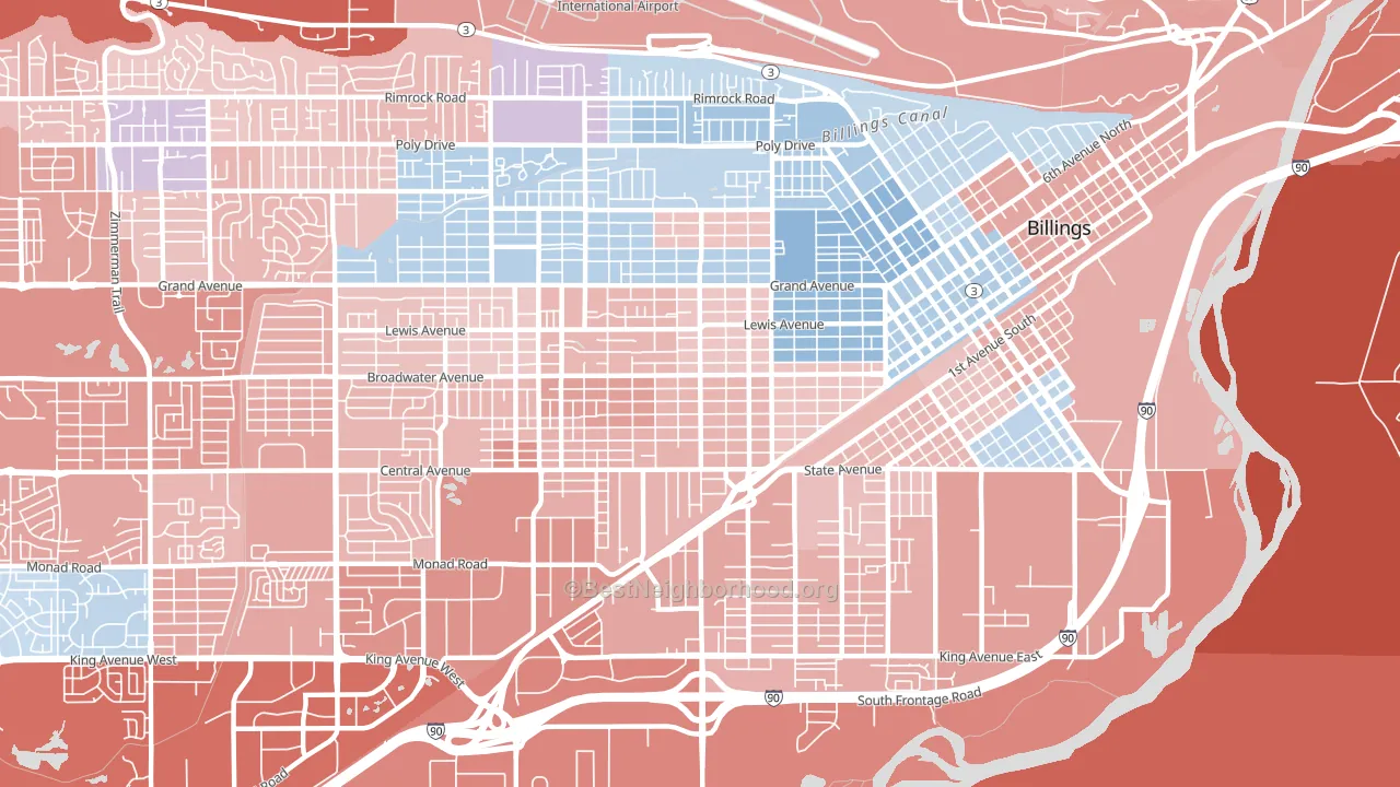 Central Terry, Billings, MT block-group political-lean map