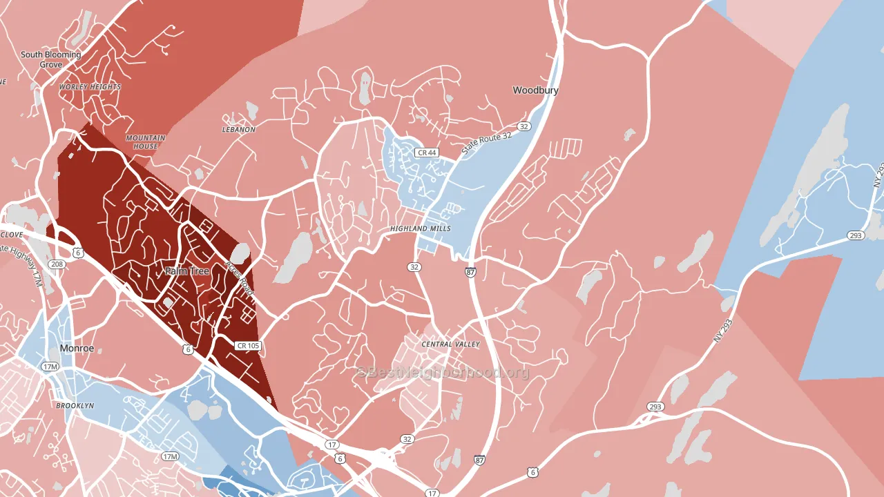 Central Valley, NY block-group political-lean map
