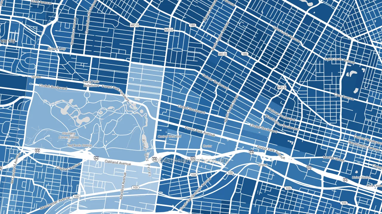 Central West End, St. Louis, MO block-group political-lean map