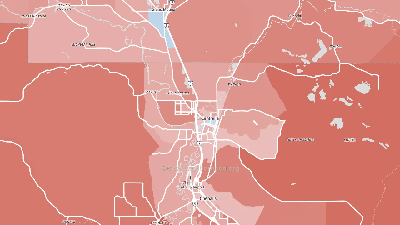 Centralia, WA block-group political-lean map