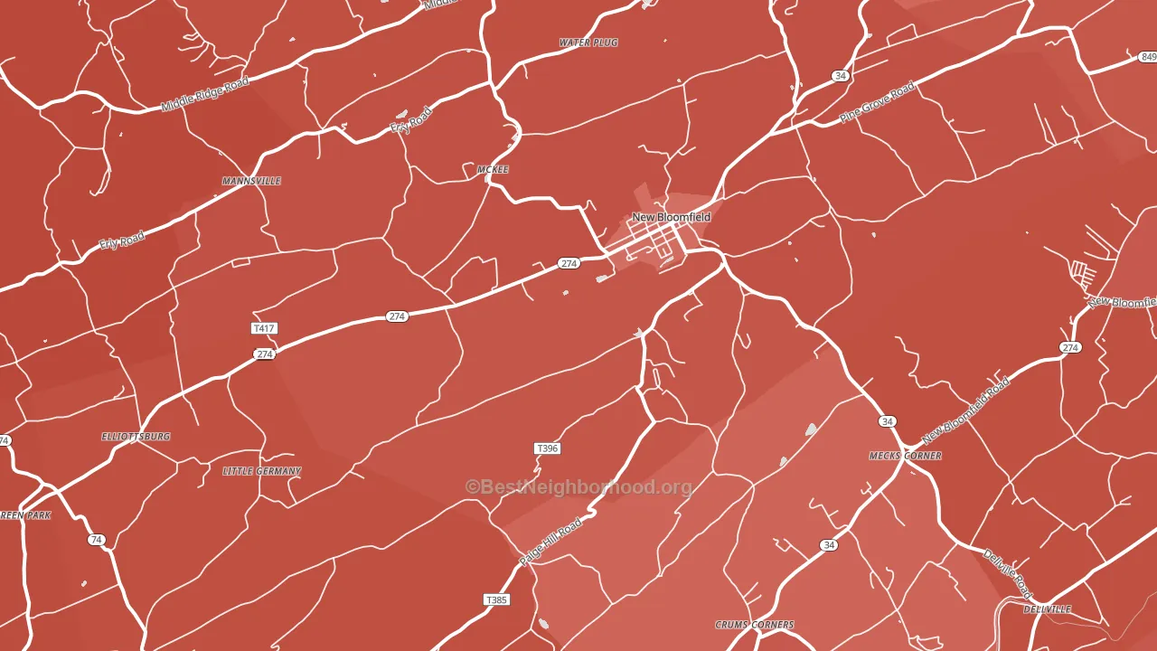 Centre, PA block-group political-lean map