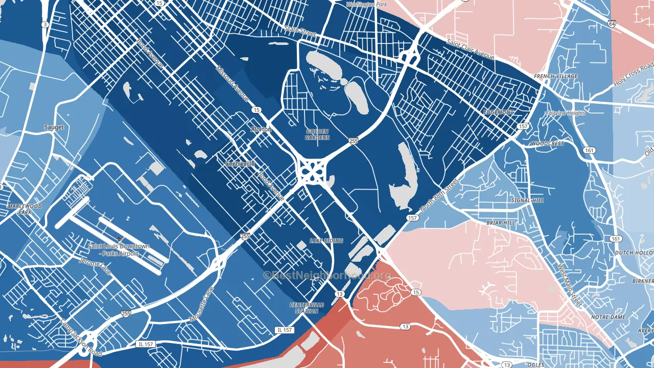 Centreville, IL block-group political-lean map