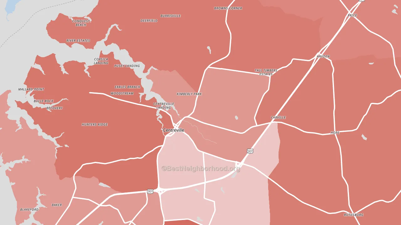 Centreville, MD block-group political-lean map