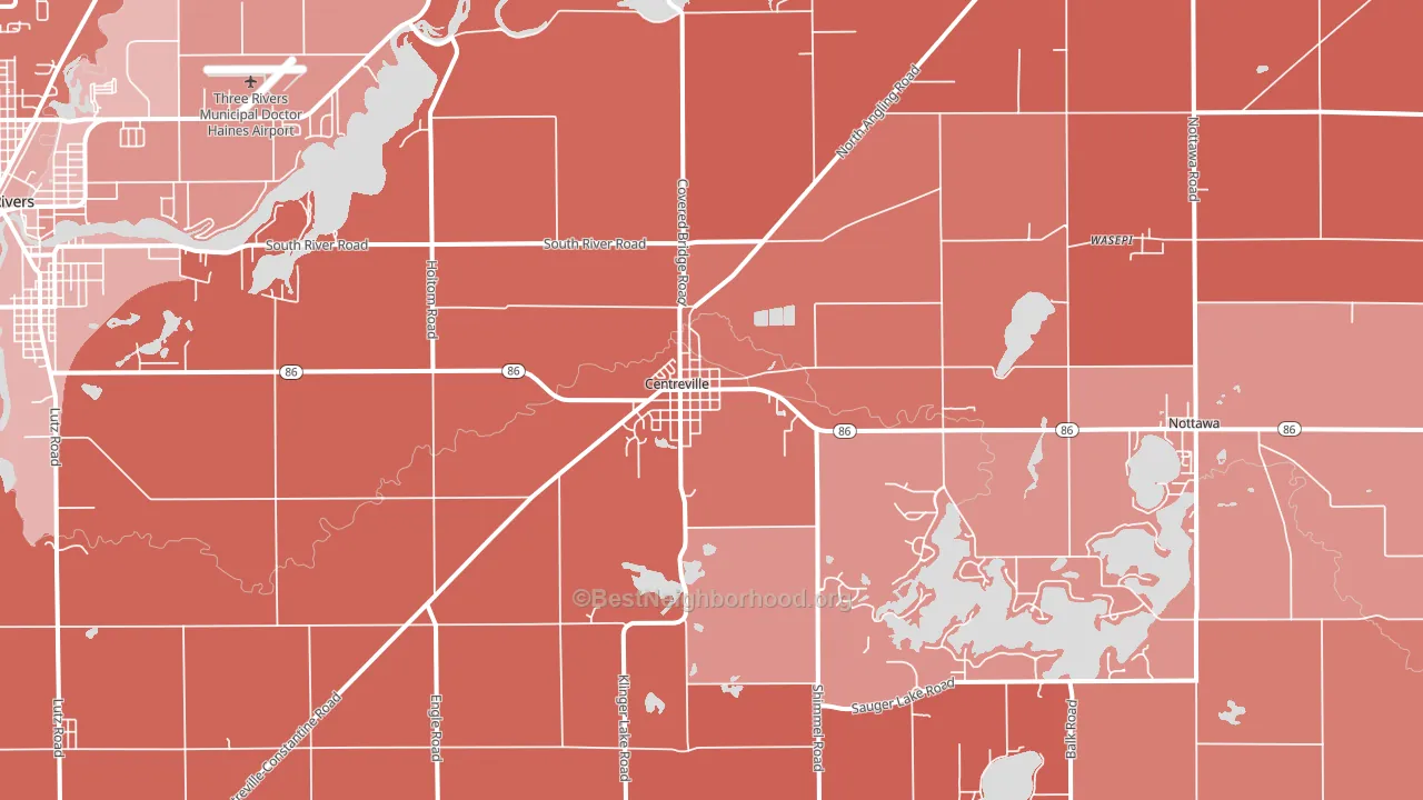 Centreville, MI block-group political-lean map
