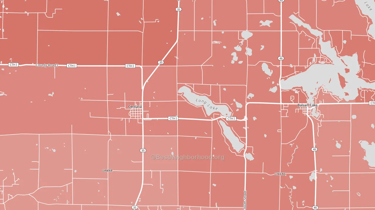 Centuria, WI block-group political-lean map
