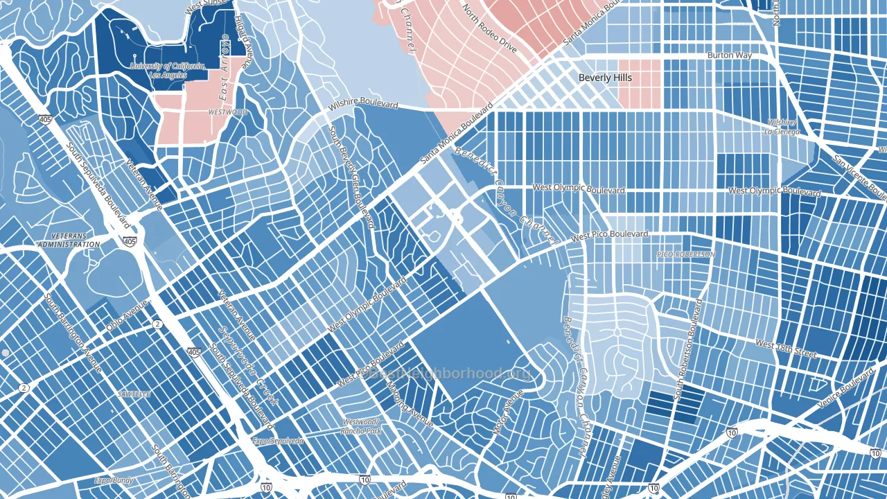 Century City, Los Angeles, CA block-group political-lean map