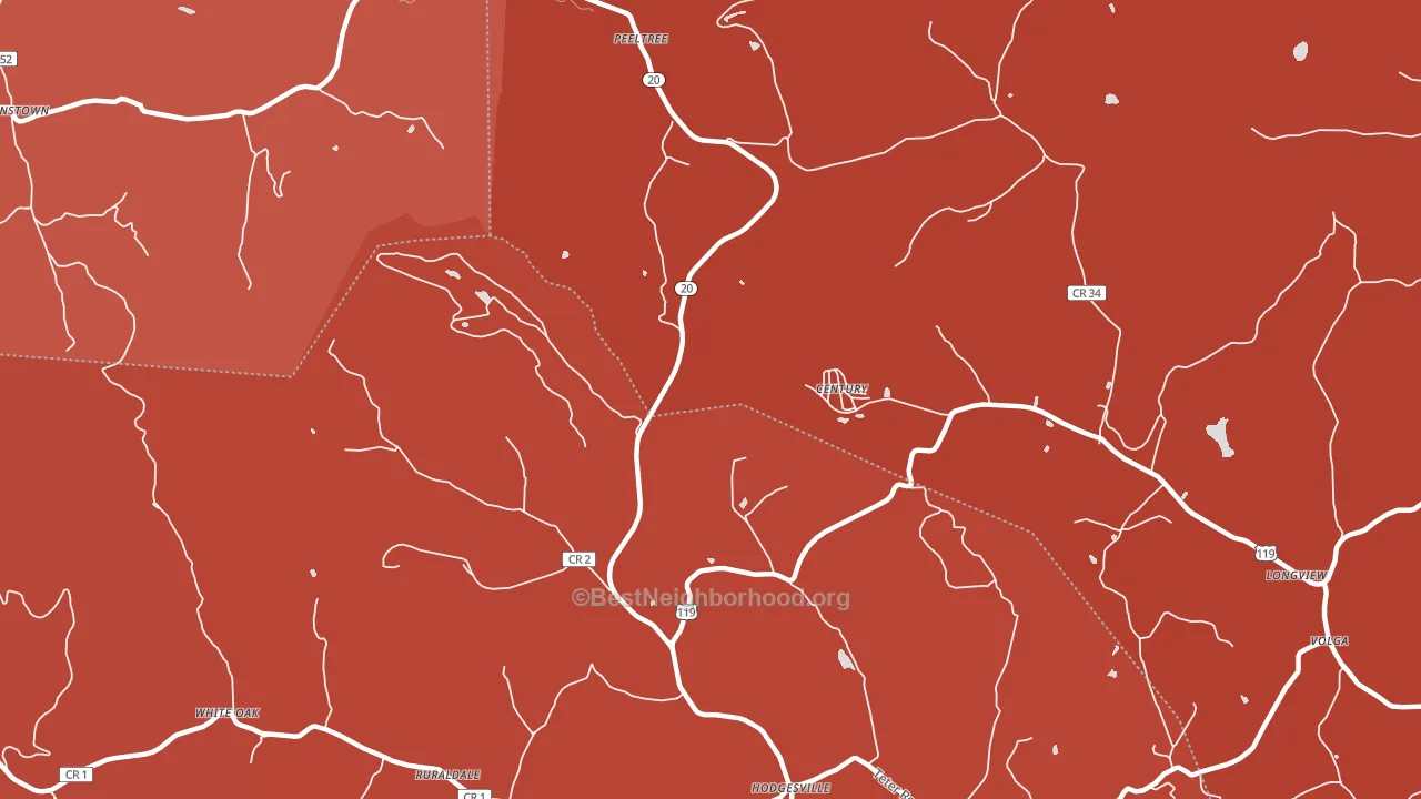 Century, WV block-group political-lean map