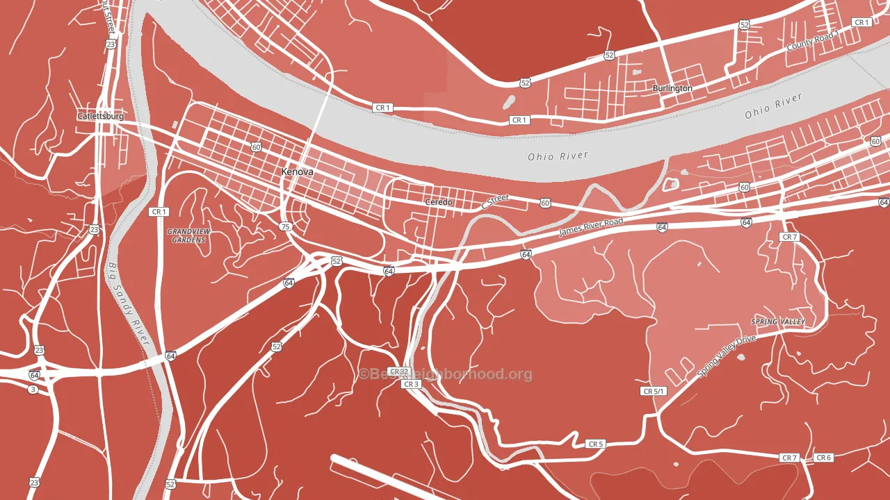 Ceredo, WV block-group political-lean map