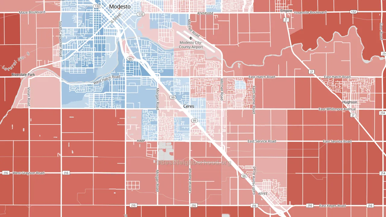 Ceres, CA block-group political-lean map