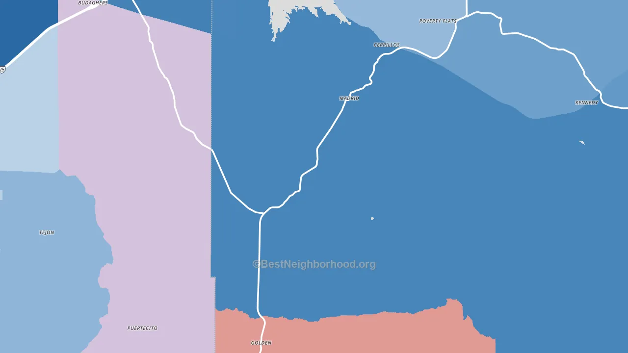 Cerrillos, NM block-group political-lean map