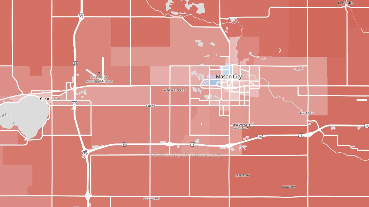 Cerro Gordo County, IA block-group political-lean map