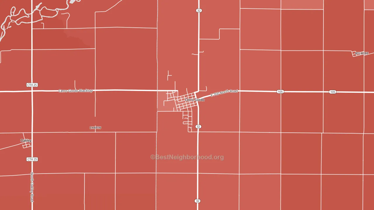 Cerro Gordo, IL block-group political-lean map