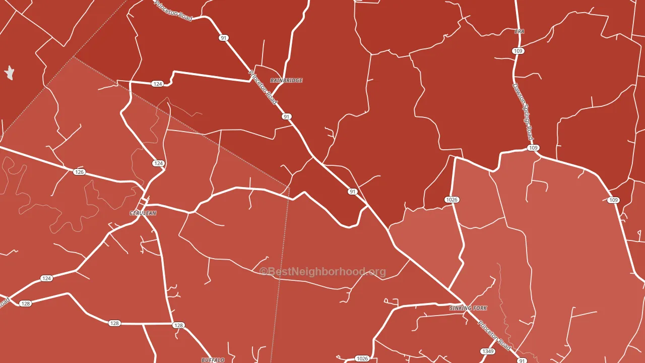 Cerulean, KY block-group political-lean map