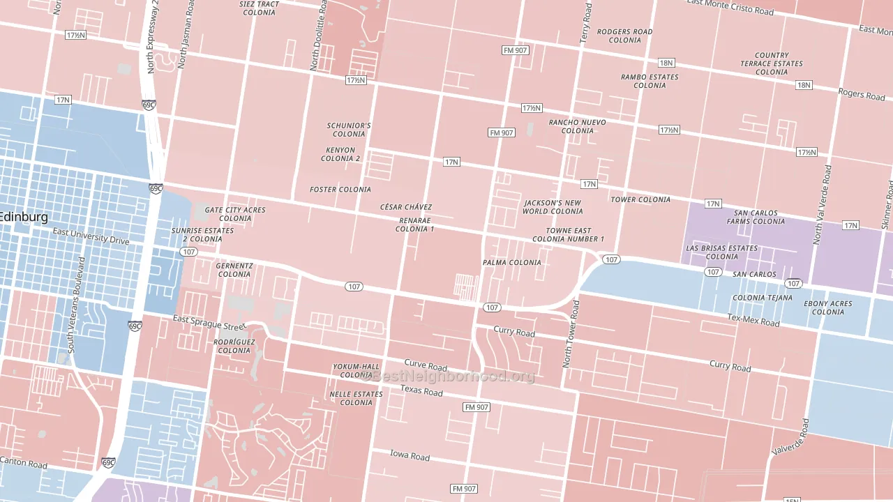 Cesar Chavez, TX block-group political-lean map