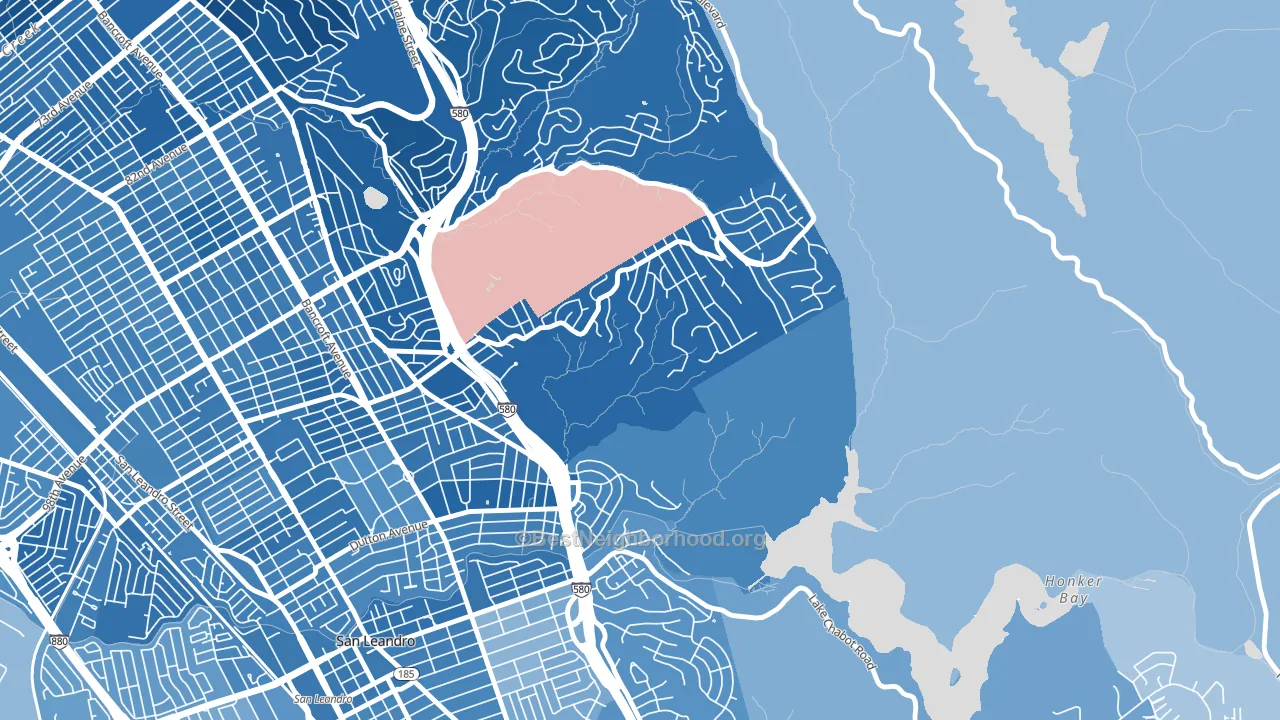 Chabot Park, Oakland, CA block-group political-lean map