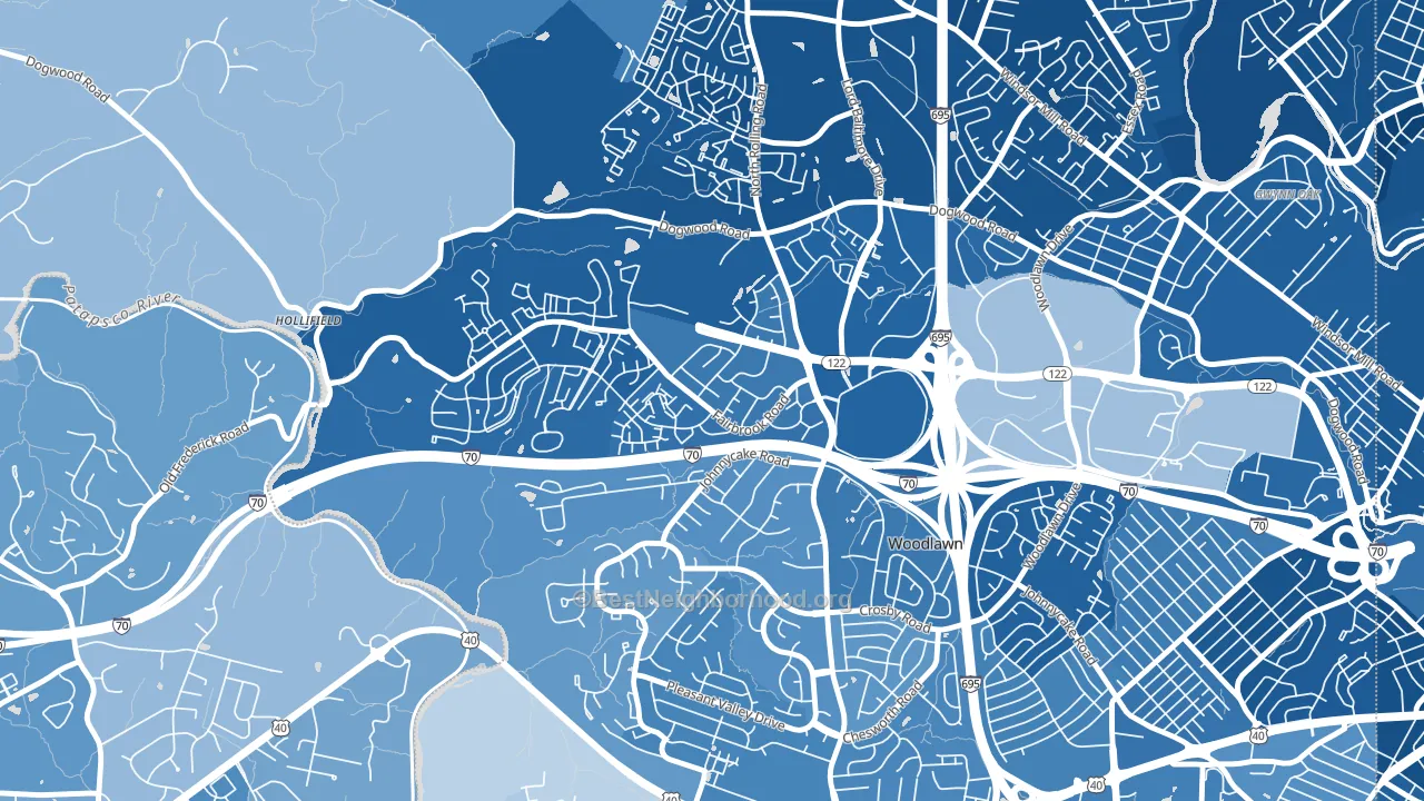 Chadwick Manor, Woodlawn, MD block-group political-lean map