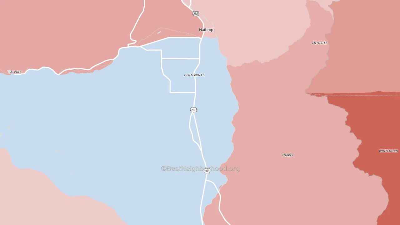 Chaffee County, CO block-group political-lean map