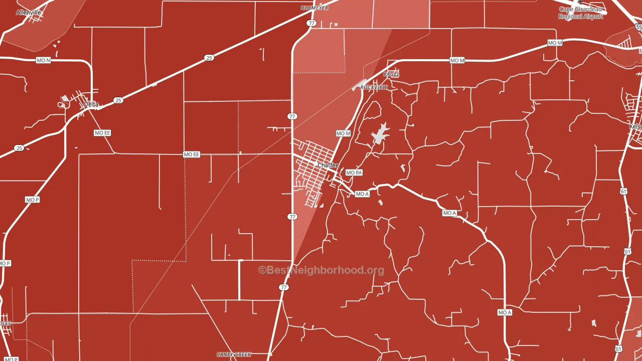 Chaffee, MO block-group political-lean map