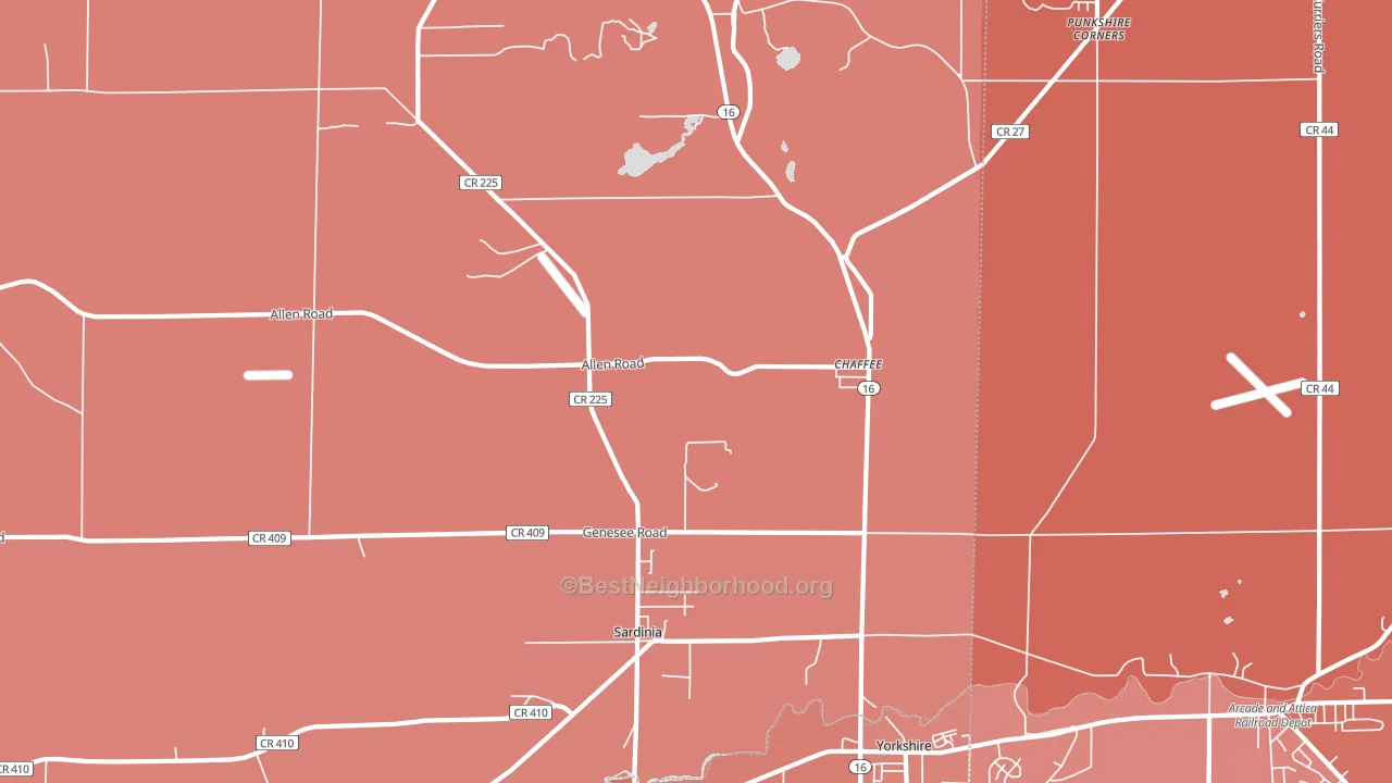 Chaffee, NY block-group political-lean map