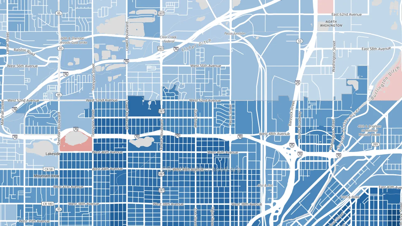 Chaffee Park, Denver, CO block-group political-lean map