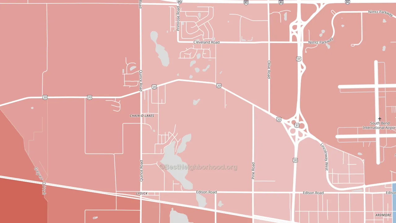 Chain-O-Lakes, IN block-group political-lean map