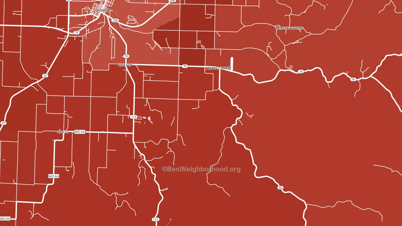 Chain-O-Lakes, MO block-group political-lean map