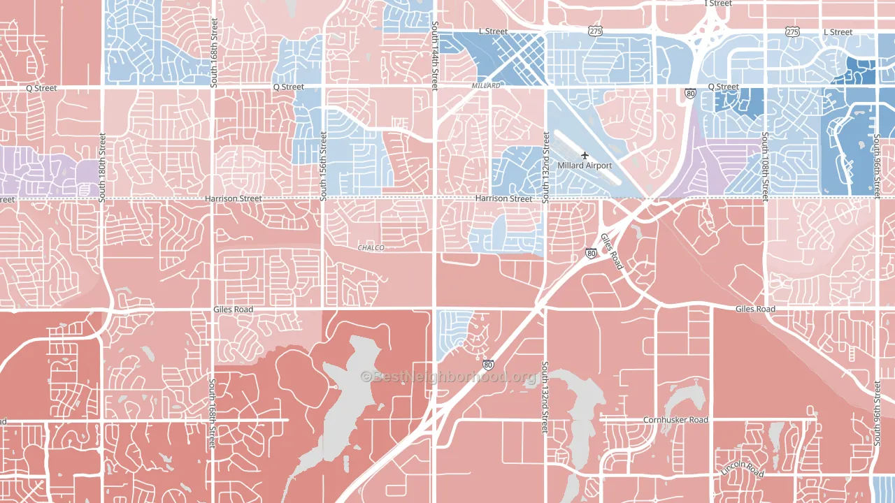 Chalco, NE block-group political-lean map