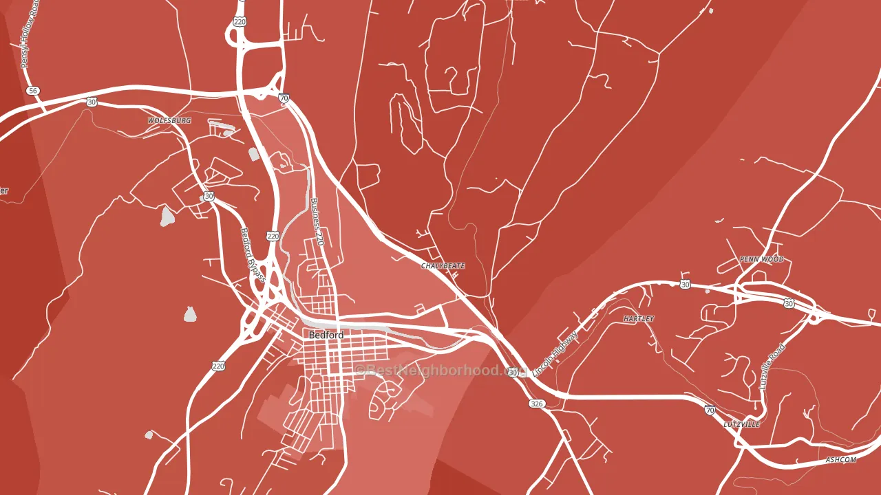 Chalybeate, PA block-group political-lean map