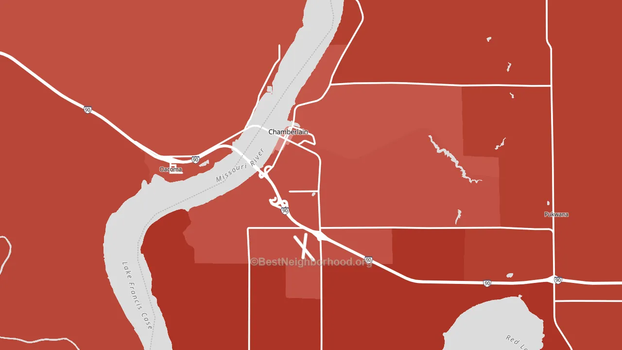 Chamberlain, SD block-group political-lean map