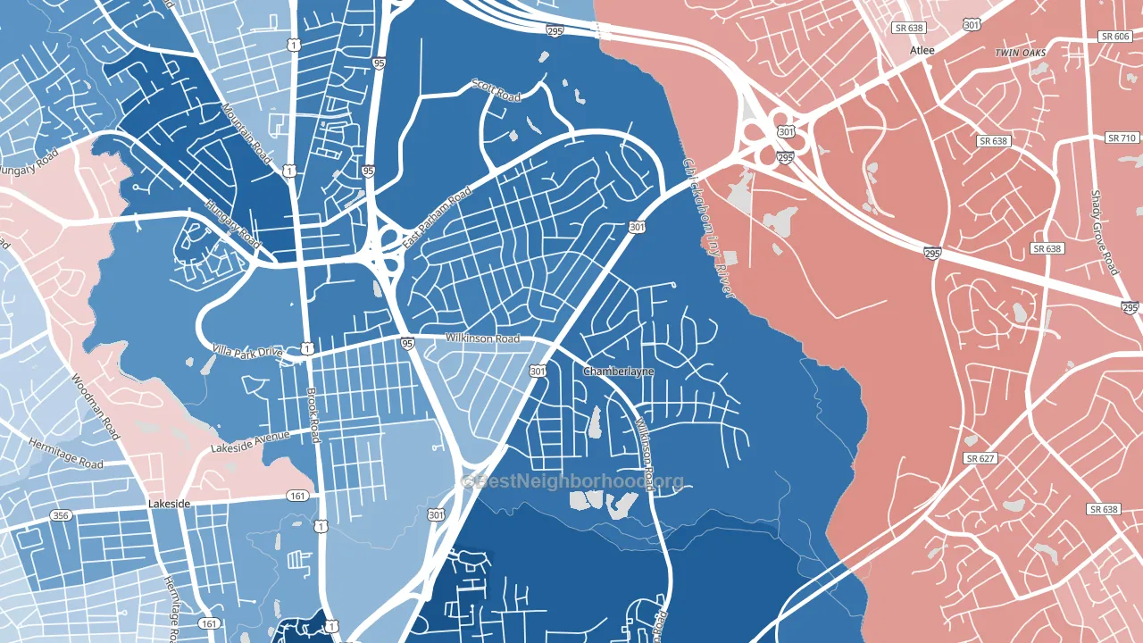 Chamberlayne, VA block-group political-lean map