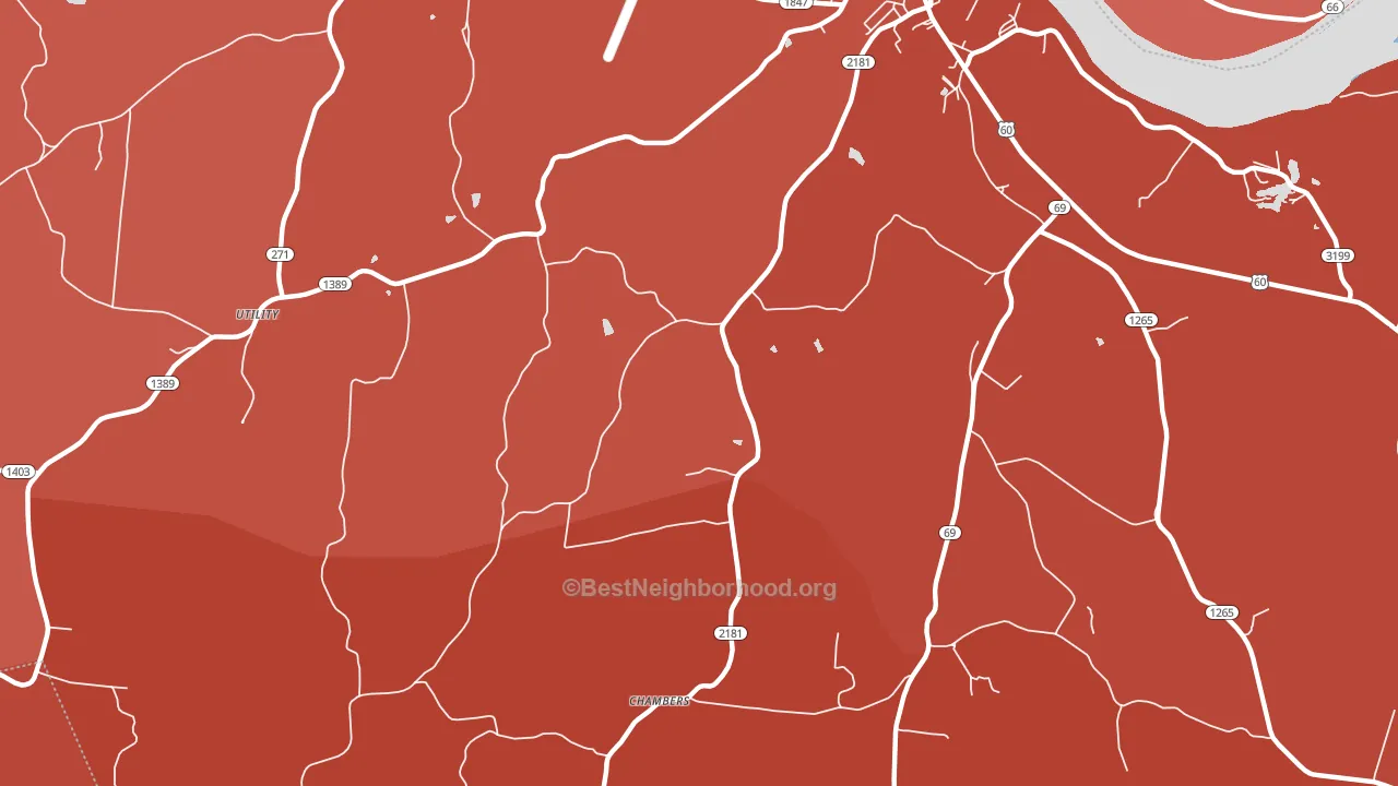 Chambers, KY block-group political-lean map