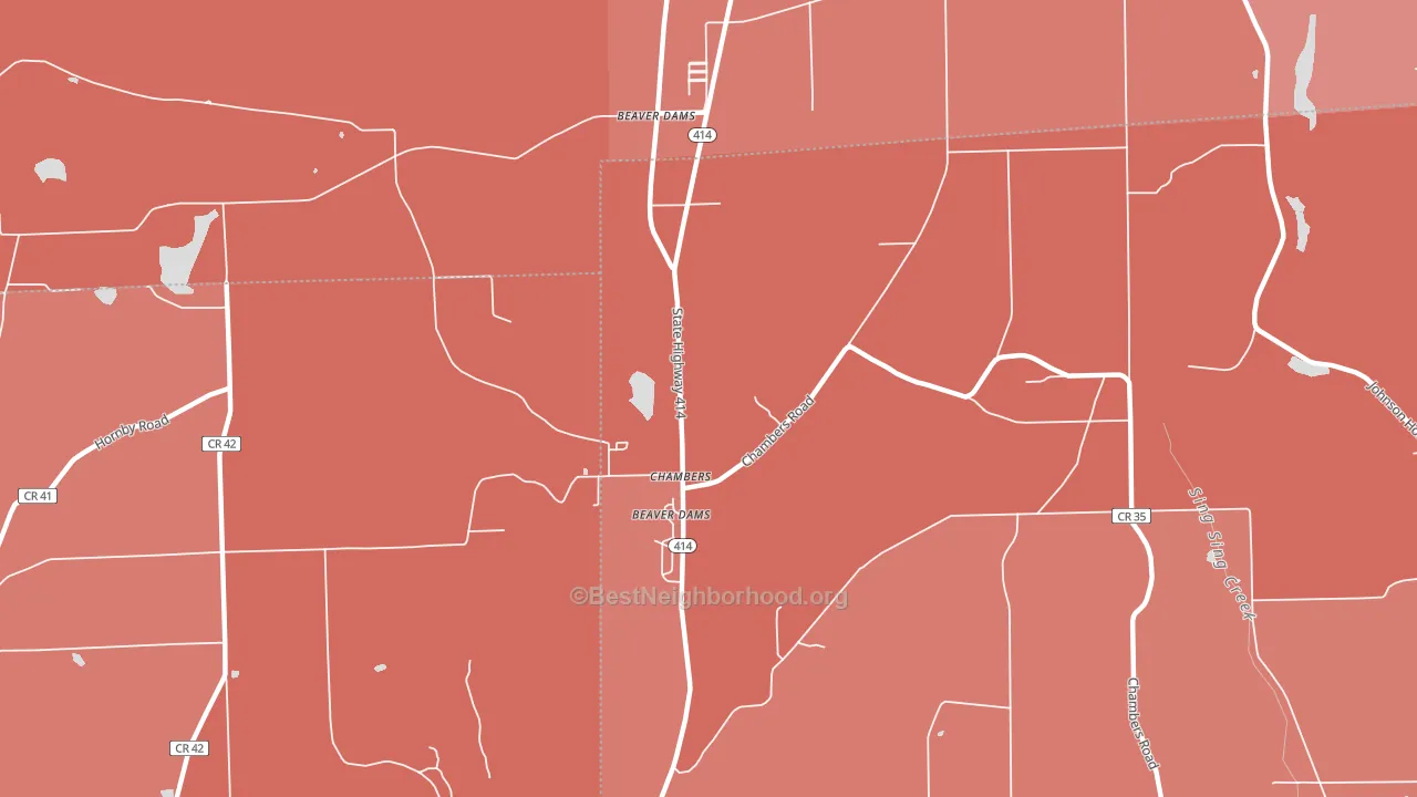 Chambers, NY block-group political-lean map