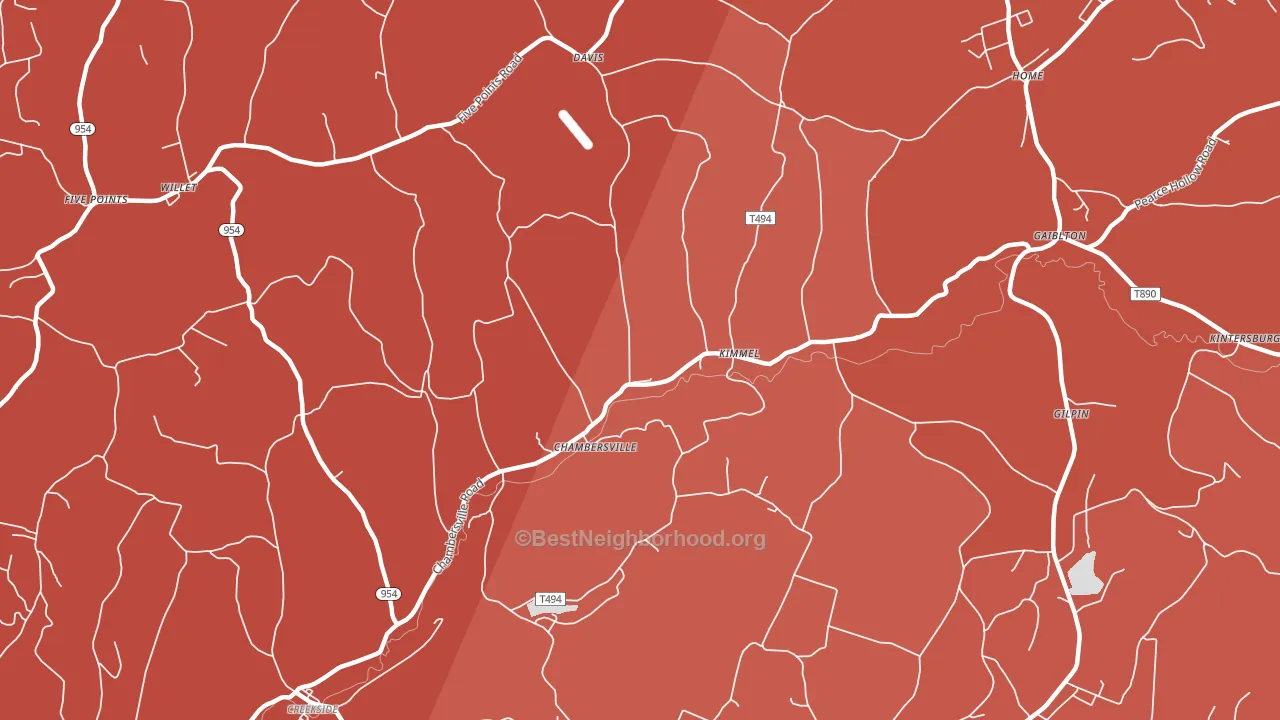 Chambersville, PA block-group political-lean map