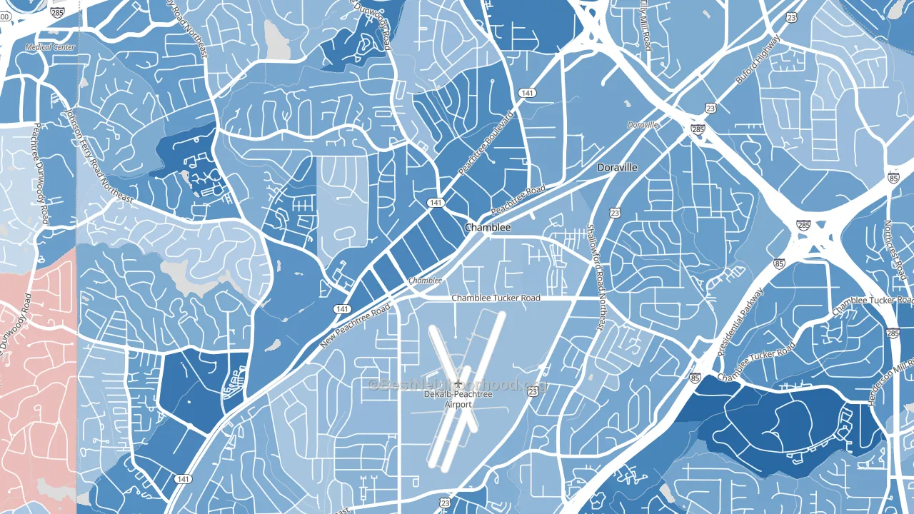 Chamblee, GA block-group political-lean map