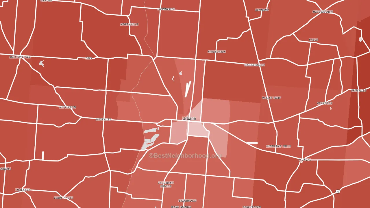 Champaign County, OH block-group political-lean map