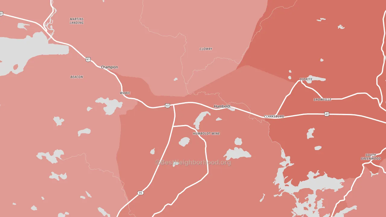 Champion, MI block-group political-lean map