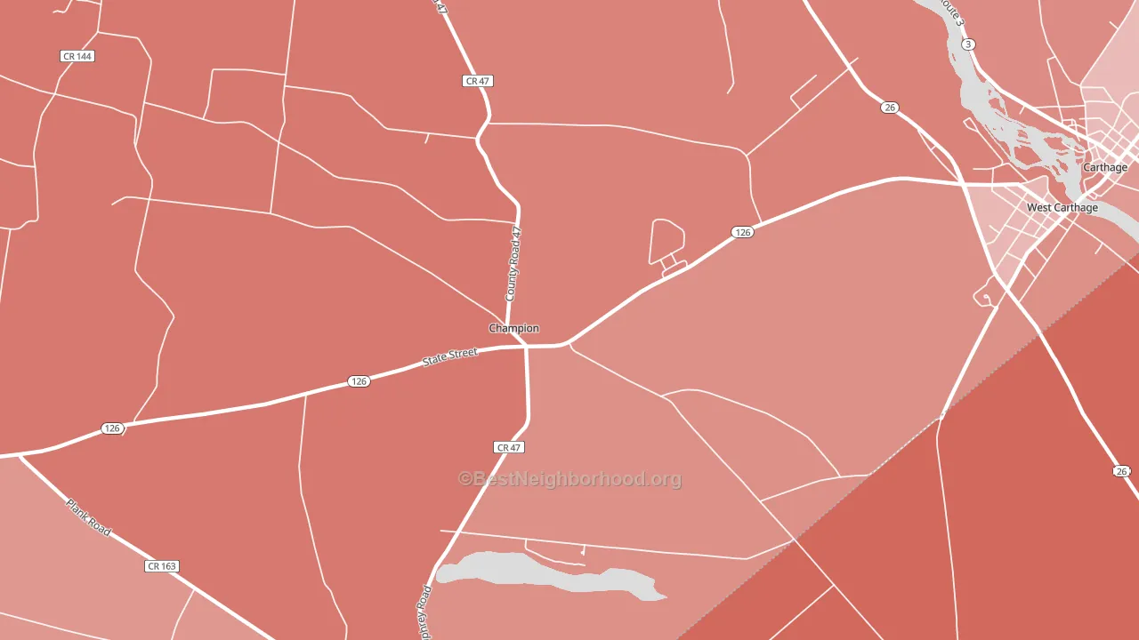 Champion, NY block-group political-lean map
